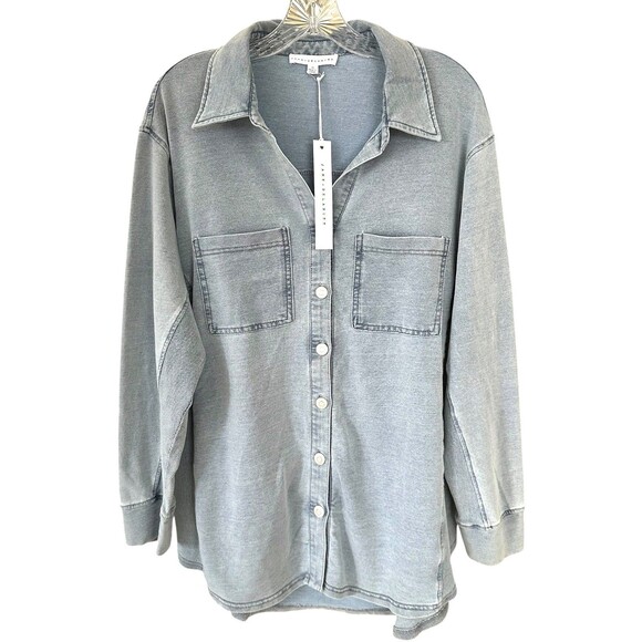 Jane and Delancey Tops - Jane & Delancey Women's Button Down Shirt Top Denim Look Plus Size 1X Light Blue